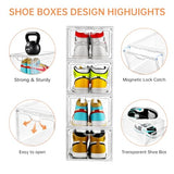 Aliscatre 6 Pack Clear Plastic Shoe Storage Boxes with Lids - Stackable Organizer for Closet Sneaker Display