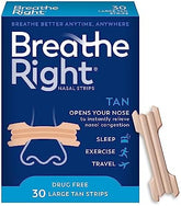 Breathe Right Original Nasal Strips, Large Tan, 30 Count - Drug-Free Snoring & Congestion Relief