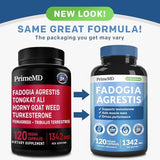 PrimeMD 12-in-1 Fadogia Agrestis and Tongkat Ali for Men - Testosterone Supplement for Men with Turkesterone - Men's Health Supplement for Overall Well-Being with 1342mg Per Serving (120 Capsules)