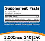 Nutricost Vitamin B12 (Methylcobalamin) 2000mcg - 240 Capsules