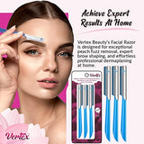 Vertex Facial Razor Hair Removal - Dermaplaning Tool Peach Fuzz Remover for Women (Blue)