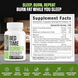 Bed Time Burner | Max Strength Night Time Fat Burner Weight Loss Pills for Women & Men | Appetite Suppressant, Belly Fat Burner, Sleep Aid, Carb Blocker | 16 Ingredients for Fast Results - 60 Caps
