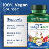 Purity Products Vegan Omega 3-6-9 Essential Fatty Acid Complex - 60 Capsules