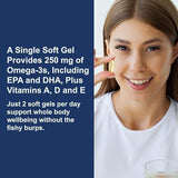 Carlson Labs Wild Norwegian Cod Liver Oil Gems Omega-3 1000mg 250 Soft Gels