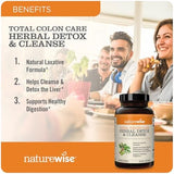 NatureWise Total Colon Care herbal detox supplement, 60 vegan capsules for natural cleanse and digestive support.