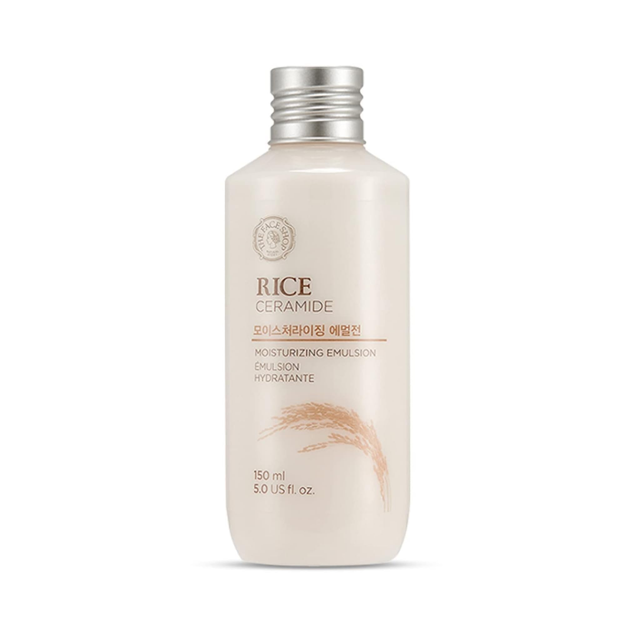 The Face Shop Rice Ceramide Moisturizing Emulsion - Skin Brightening & Hydrating Lotion for Soft, Supple Skin - 5.0 Fl Oz