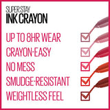 Maybelline Super Stay Ink Crayon Lipstick - Rosey Mauve - Precision Tip with Built-in Sharpener