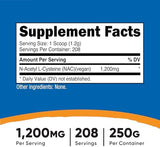 Nutricost N-Acetyl L-Cysteine (NAC) Powder: Powerful Antioxidant Support (250g)