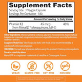 Doctor's Best, Natural Vitamin K2 MK-7 , 45 mcg, 180 Veggie Caps