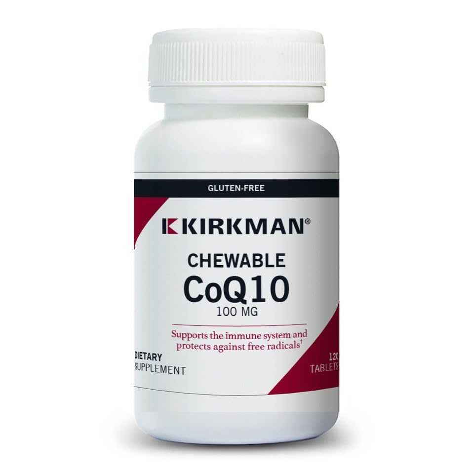 Kirkman Coenzyme Q10 100mg Chewable Tablets with Stevia - 120 Count Antioxidant Support