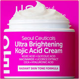 SeoulCeuticals Korean Kojic Acid Cream - Dark Spot Remover with Glycolic Acid, Niacinamide & Cica - Cruelty-Free K-Beauty Skincare (2oz)