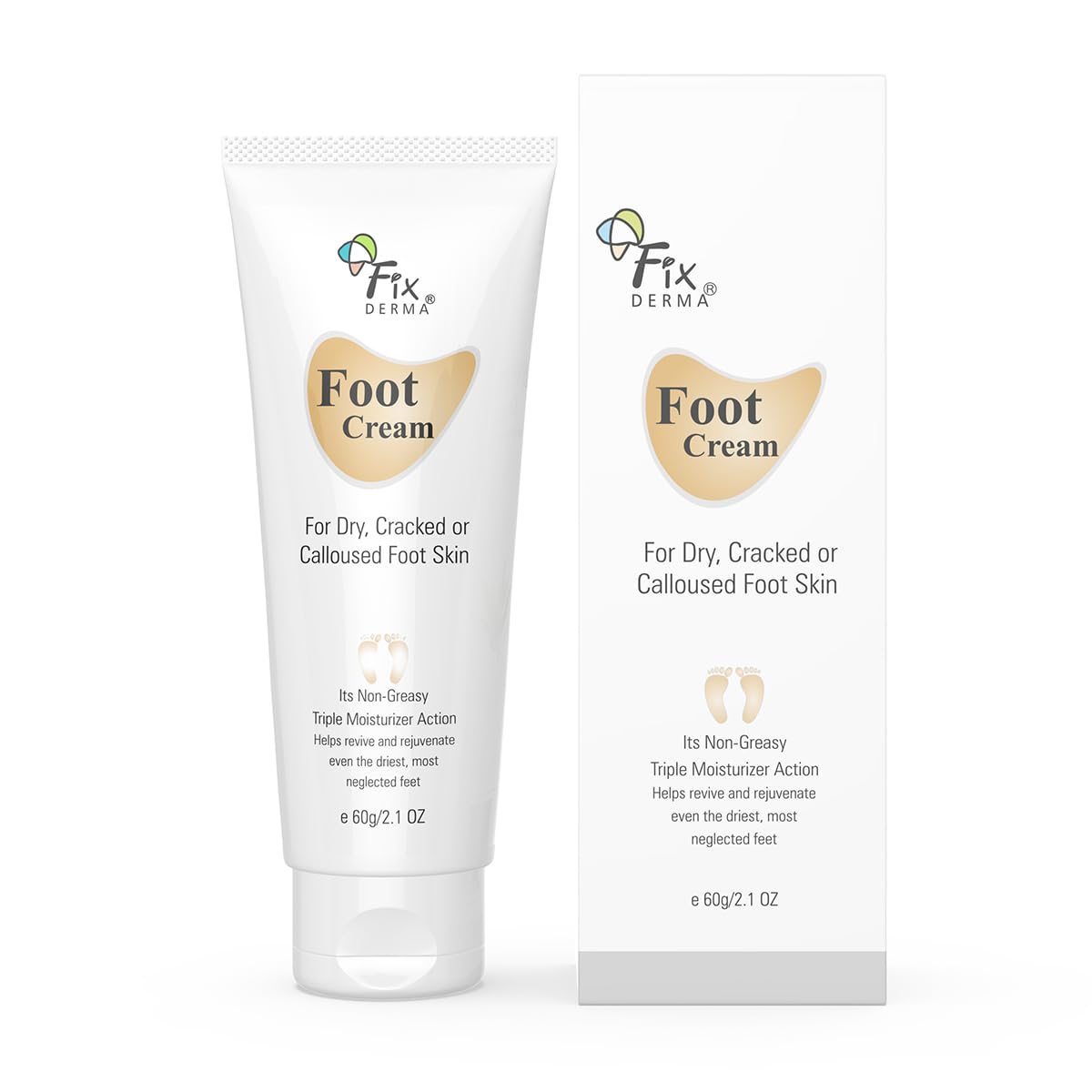 Fixderma 5% Lactic Acid & 15% Urea Foot Cream - Moisturizes & Soothes Dry Cracked Feet - 60 ML