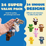 24 Pack Mini Animal Plush Toys - Birthday Party Favors