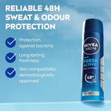 NIVEA MEN Fresh Active Antibacterial Deodorant Spray - 48H Protection, 150ml