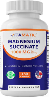 Vitamatic Magnesium Succinate 1000 mg - Supports Muscle, Nerve & Heart Health