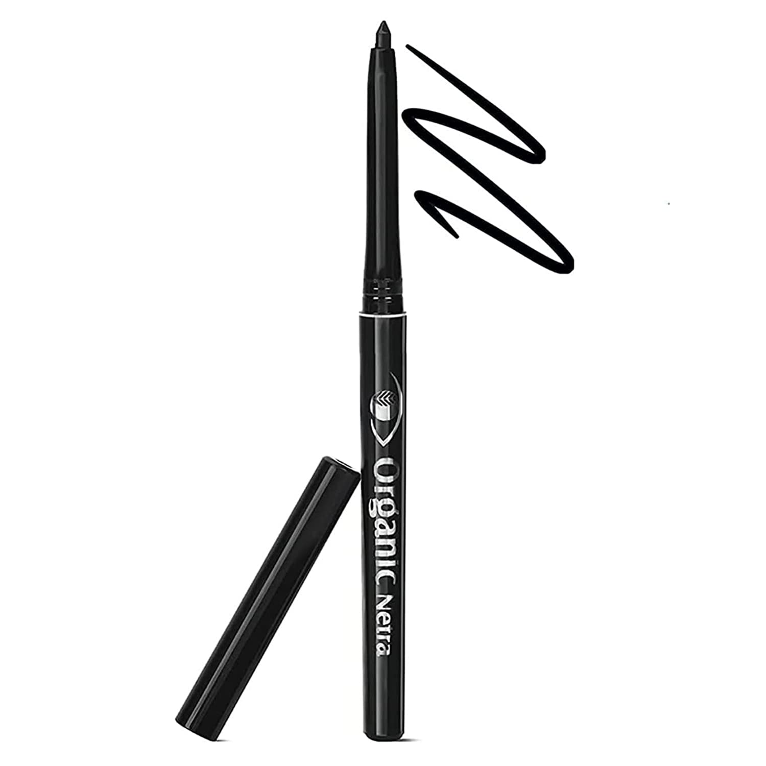 Pure Black Organic Kajal Pencil Eyeliner - Waterproof, 12Hr Smudgeproof & Natural Matte Finish