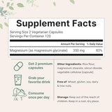 Micro Ingredients Chelated Magnesium Glycinate 350mg (240 Veggie Capsules)