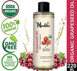 Organic Grape Seed Oil, 100% Pure Cold Pressed Oil For Acne Prone Skin, Hair Care, Face Cleanser, Anti-Aging Moisturizer for Wrinkles and Stretch Marks -220 ML