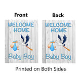 NISEVAN Welcome Home Baby Boy Garden Flag (Blue Stork, 12.5x18 Inch)
