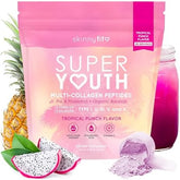 SkinnyFit Super Youth Tropical Punch Multi-Collagen Peptides + Probiotics, Baobab Fiber, Apple Cider Vinegar, Hyaluronic Acid, & Vitamin C, Skin, Hair, Joint & Metabolism Support, 30 Servings
