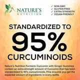 Turmeric Curcumin Gummies - 95% Curcuminoids with Black Pepper for Joint Support - Peach Flavor - 60 Count