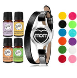 mEssentials Wild MOM Aromatherapy Oil Diffuser Bracelet Gift Set - Black Leather Wrap with 100% Pure Essential Oils