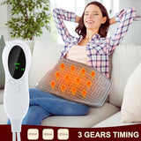 Electric Heating Pad for Back, Neck, Shoulder & Abdomen Relief - Silver Gray (13.7" x 23")