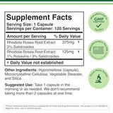 Rhodiola Rosea Supplement 500mg (120 Vegan Capsules) - Natural Stress Support by Double Wood