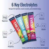 TREVI Sugar Free Electrolytes - Hydrating Drink Powder Packets - 28 Count - Favorite Variety Pack - Cherry Lime, Strawberry Kiwi, Berry Lemonade, Arc