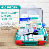General Medi 420 Piece Professional First Aid Kit - Hard Case with Premium Medical Supplies for Home, Travel, Office, Camping, Vehicle & Workplace
