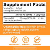 Doctor's Best, Vitamin D3, 125 mcg (5,000 IU), 360 Softgels