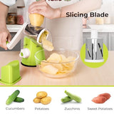 X Home Rotary Cheese Grater & Vegetable Slicer - 3 Blades, Green