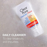 Neutrogena Clear Pore 2-in-1 Facial Cleanser & Face Mask with Kaolin, Bentonite Clay & 3.5% Benzoyl Peroxide, 4.2 fl. oz, 3 Pack