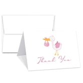 25-Pack Baby Girl Thank You Cards & Envelopes | Elegant Pink Stork Design (4.25" x 5.5")
