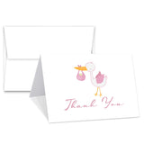 25-Pack Baby Girl Thank You Cards & Envelopes | Elegant Pink Stork Design (4.25" x 5.5")