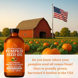 Pumpkin Seed Oil – Cold-Pressed & 100% Pure, Unrefined, Pumpkin Oil for Hair Growth, Dry Skin & Face – Natural Anti-Aging Moisturizer & Hair Oil for Dry, Damaged Hair – Glass Bottle, 4 fl oz