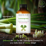 MAJESTIC PURE Lemongrass Essential Oil – 100% Pure & Natural, 4 fl oz for Diffusers, Aromatherapy, Massage & Skincare