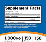 Nutricost L-Arginine 1000mg Tablets: 150 Tablets