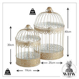 WHW Whole House Worlds Hamptons Romantic Gold Bird Cages Set of 2 - Decorative Table Top Centerpieces