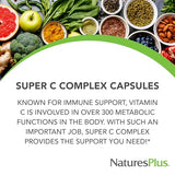 Nature's Plus Super C Complex 180 Vegetarian Capsules - High Potency Vitamin C Immune Support