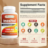 Best Naturals Inositol 1000mg - Mood, Hormone & Cellular Health - 60 Tablets