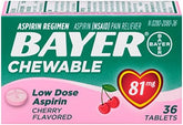 Bayer Aspirin Regimen - Low Dose Chewable Pain Reliever (36 Tablets)