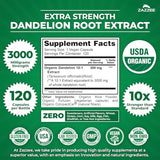 Zazzee USDA Organic Dandelion Root 10:1 Extract | 3000 mg Strength | 120 Capsules