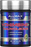 ALLMAX Yohimbine + Rauwolscine capsules for targeted fat loss support, 60 count
