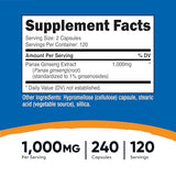 Nutricost Panax Ginseng, 1000mg, 240 Capsules, Non-GMO, Gluten Free