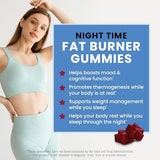 Night Time Fat Burner Gummies, Sleep Support & Weight Loss Supplement | Slimming Hunger Suppressant & Metabolism Booster, Shred Belly Fat While You Sleep | Nighttime Diet Gummies for Women & Men 60ct