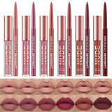 12 Pcs Lip Liner and Lipstick Set | Velvety Matte Liquid Lipsticks with Matching Lip Liners