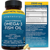 Triple Strength Omega 3 Fish Oil 2500mg - 180 Pescatarian-Friendly Capsules