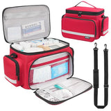 Premium Medical Bag with Detachable Divider - First Aid Nurse Tote for Home Healthcare, Students & Professionals - Red