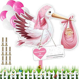 Outdoor Wooden Rattling Stork Set for Birth Announcement & Baby Showers